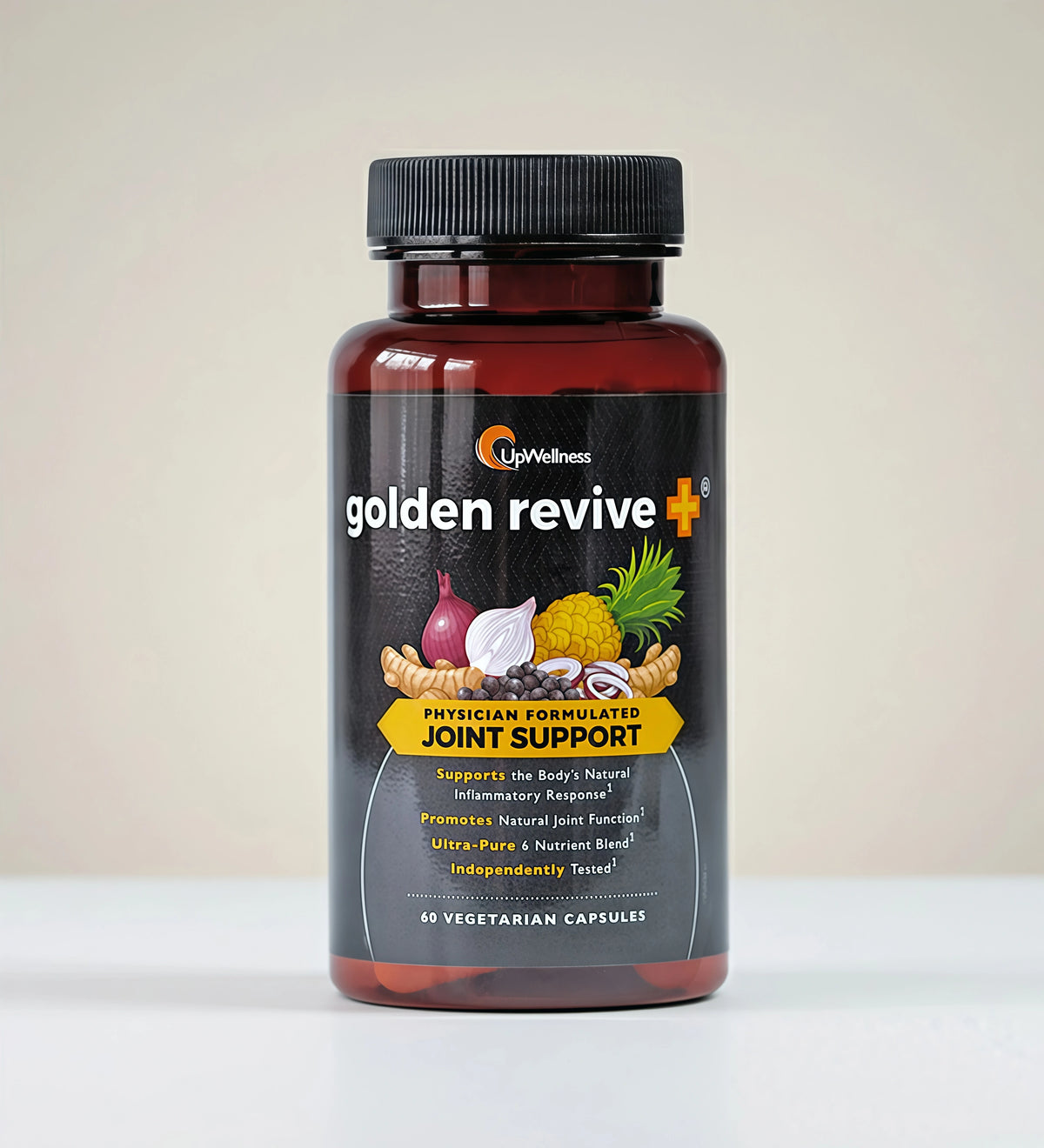 UpWellness Golden Revive + Joint Support Supplement Featuring Turmeric with Black Pepper, Quercetin, and Magnesium- Turmeric Boswellia Supplement - 6 Active Ingredients for Joint Care - 60 Capsules