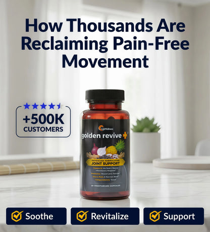 UpWellness Golden Revive + Joint Support Supplement Featuring Turmeric with Black Pepper, Quercetin, and Magnesium- Turmeric Boswellia Supplement - 6 Active Ingredients for Joint Care - 60 Capsules
